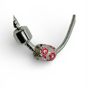 925 silver- Snack bracelet/breast cancer charm. NWOT